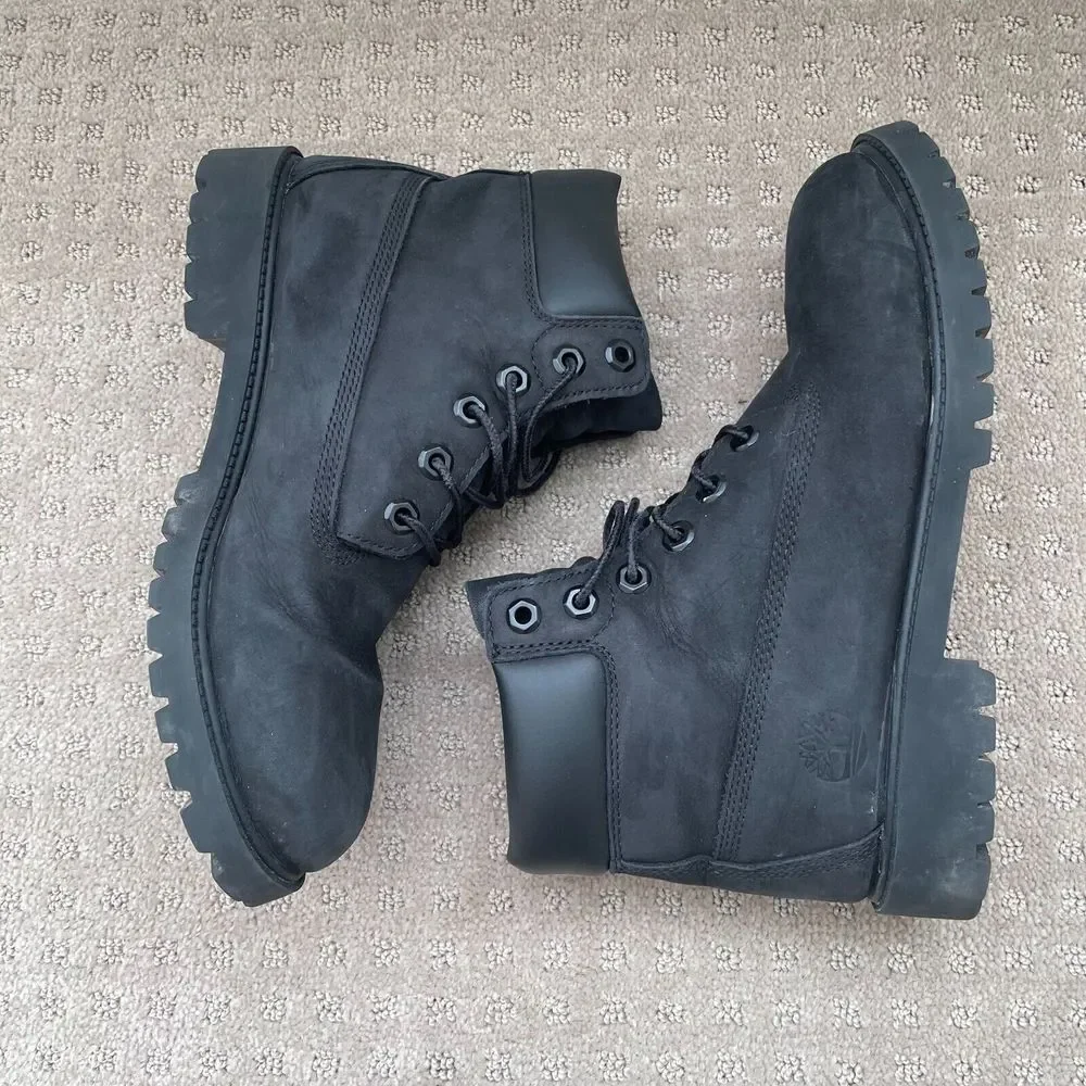 Timberland 12907 6-Inch Classic Boots Kids 7‎ Black Leather WATERPROOF Primaloft